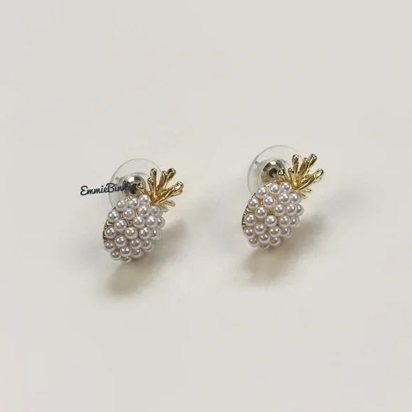 New Free People Pineapple Fruit Stud Earrings ~ Minimalist Vibes - Picture 3 of 13